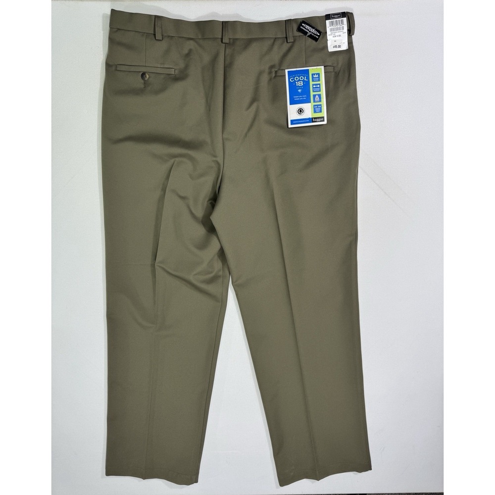 Haggar Cool 18 Performance Pants Men's 42x32 (42x31) NWT Bark Wicking Comfort